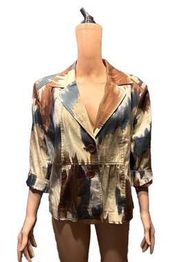 la Vita Abstract Print Peplum Blazer Jacket Size L
